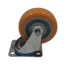 100mm diameter stainless steel PU caster wheels nylon swivel plate castor with brake